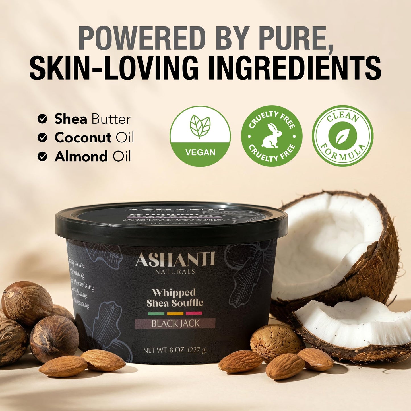 Ashanti Naturals Scented Whipped Shea Butter | African Body Butter for Men w/Coconut and Almond Oil (Blackjack Souffle, 8 oz) Beauty & Personal Care Ashanti Naturals