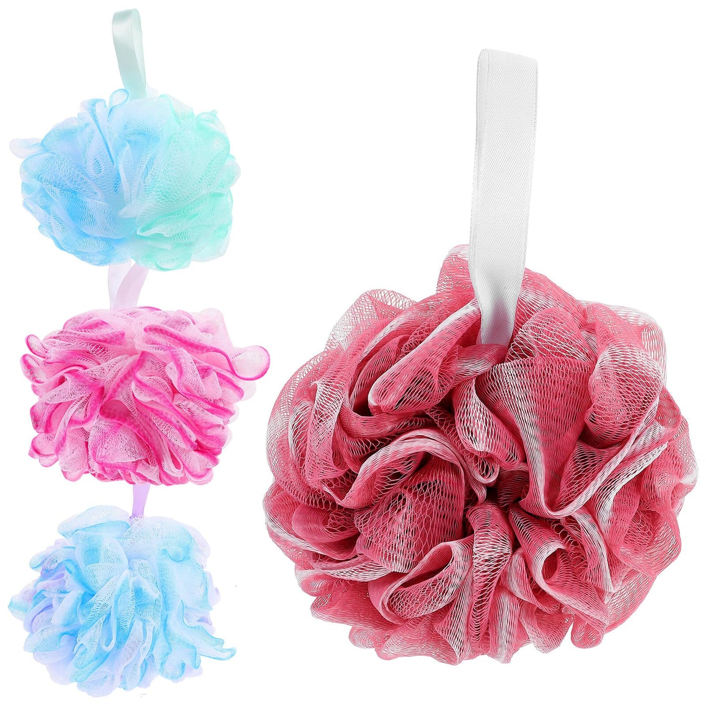 Beaupretty 4pcs Large Gradient Color Bath Mesh Loofahs 75g Rich Foaming Shower Scrubbers Body Skin Exfoliating Sponges for Men and Women Bathing Beauty and Personal Care Beaupretty