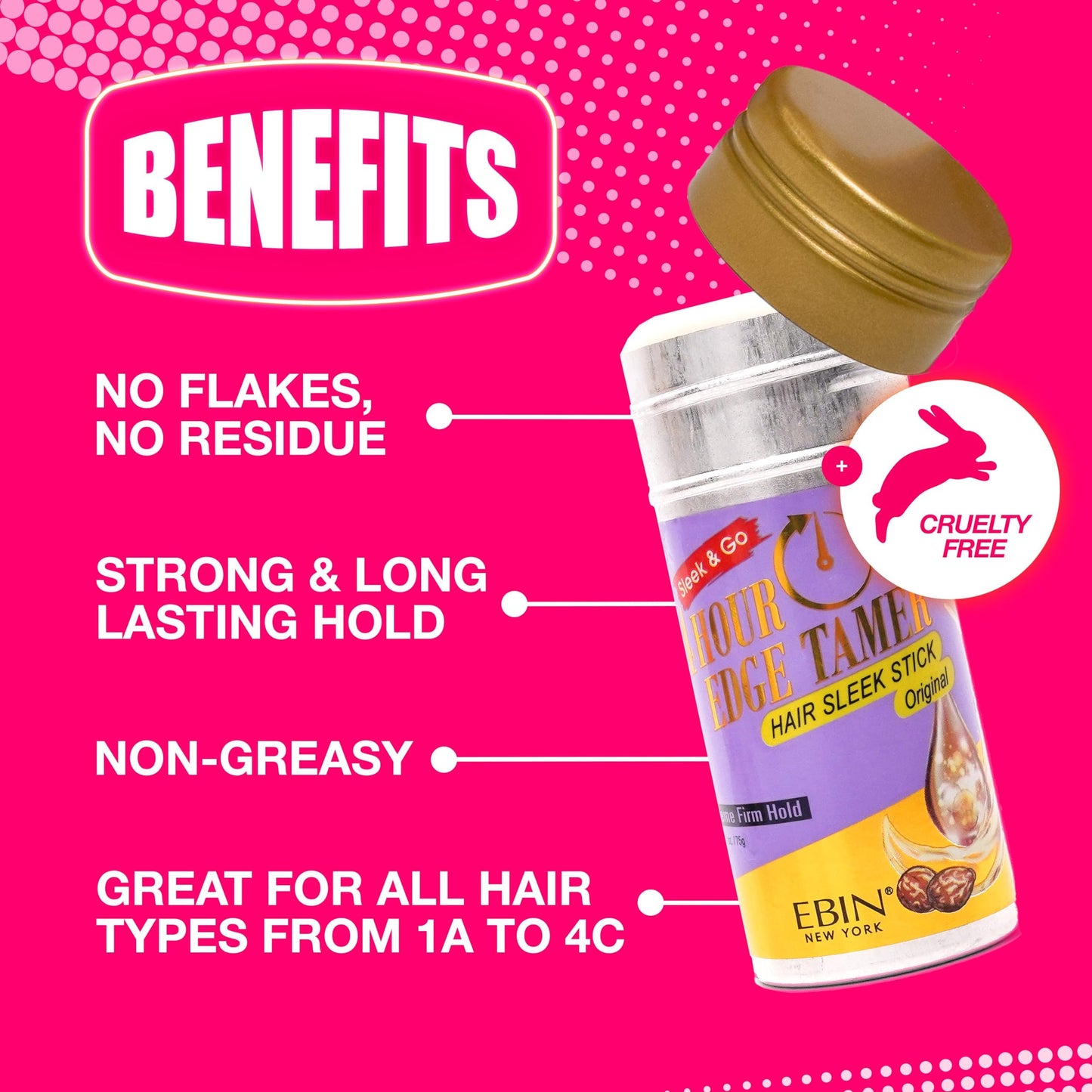 EBIN NEW YORK 24 Hour Edge Tamer Hair Sleek Stick, Extreme Firm Hold, 2.7 oz, Original - Sleek & Go, No Flaking and White Residue Beauty & Personal Care EBIN NEW YORK