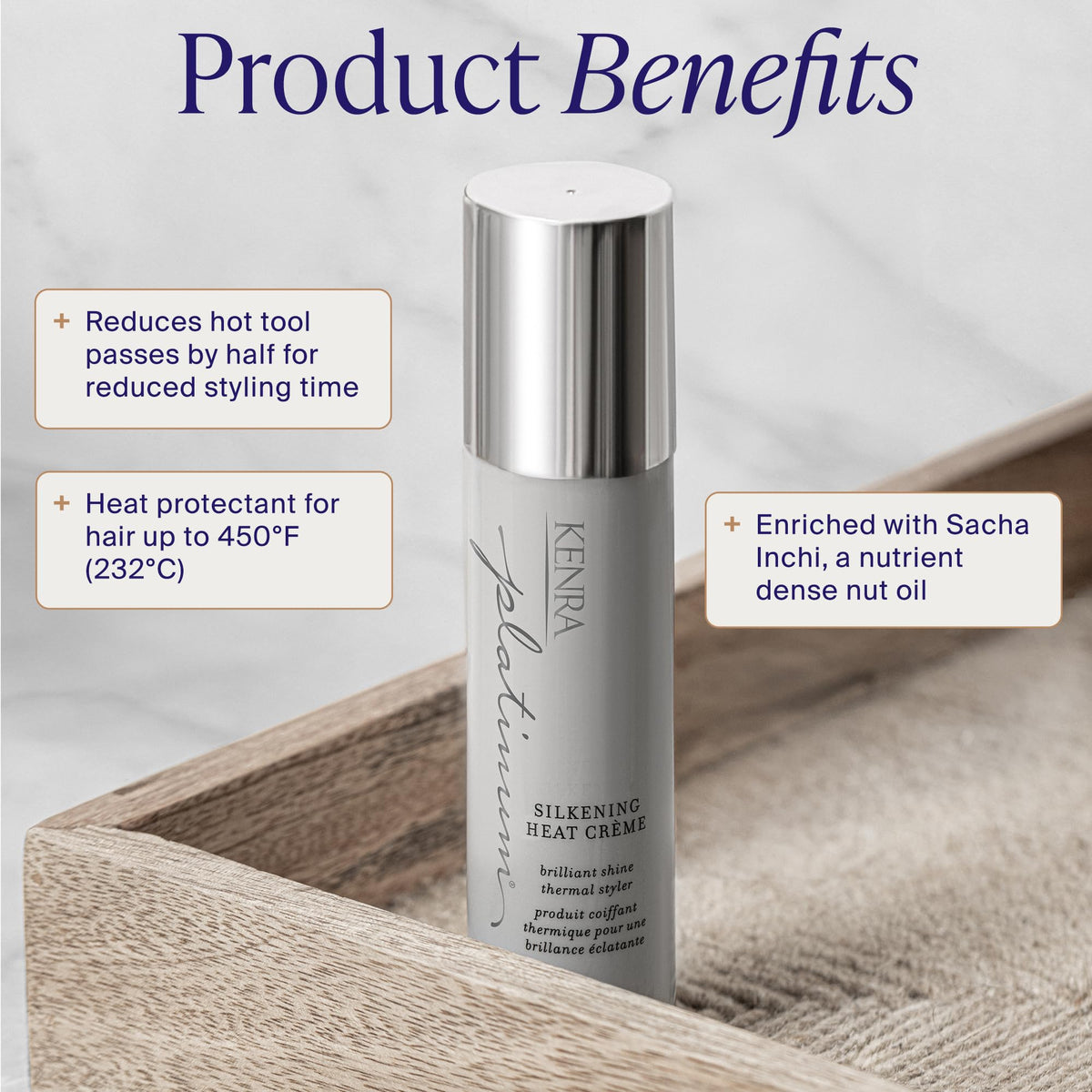 Kenra Professional Platinum Silkening Heat Crème | Brilliant Shine Thermal Styler | Reduces Hot Tool Passes by 50% | Prevents Breakage & Improve