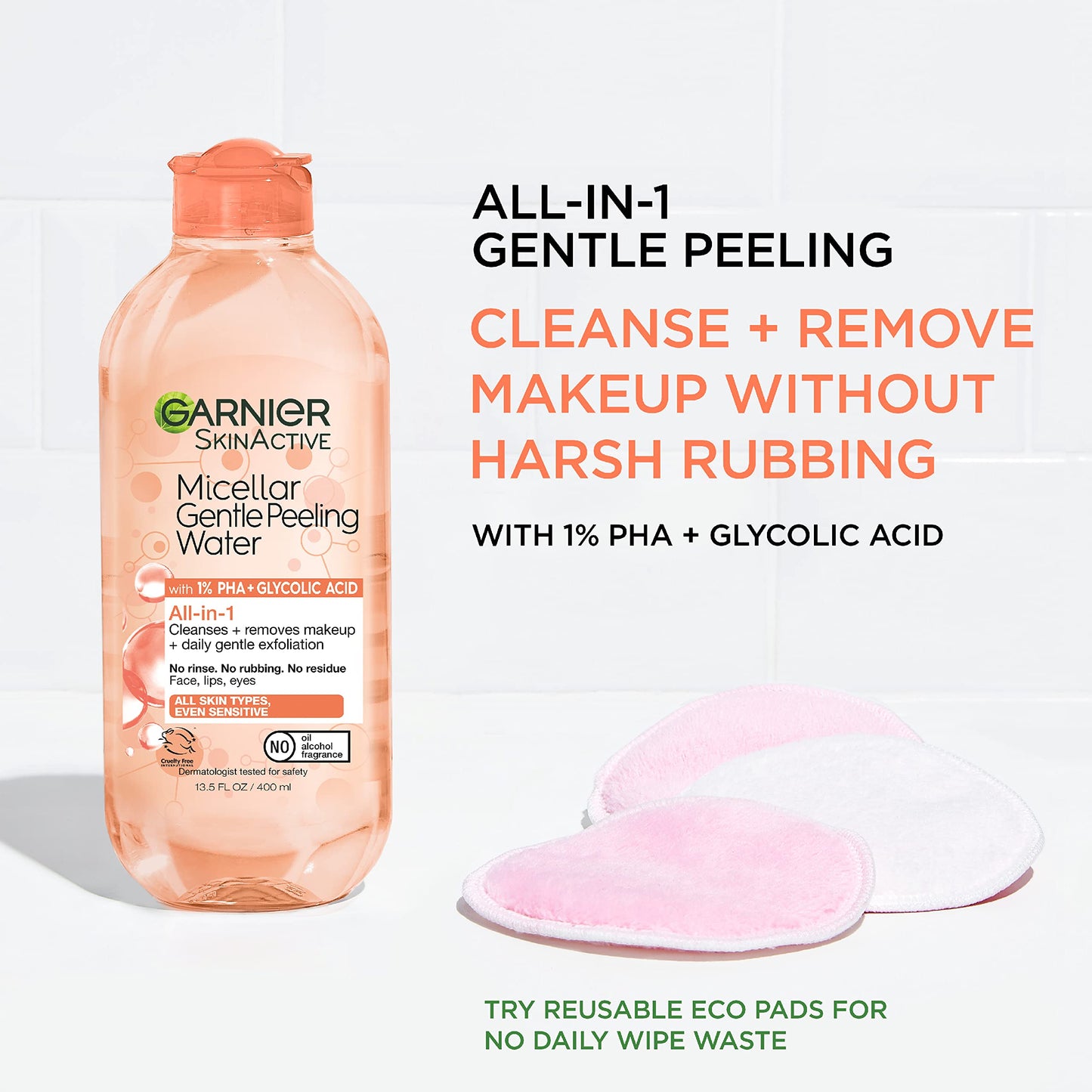 Garnier SkinActive Gentle Peeling Micellar Water with 1% PHA and Glycolic Acid, Face Exfoliant, Facial Cleanser and Makeup Remover, 2 Pack Beauty & Personal Care Garnier