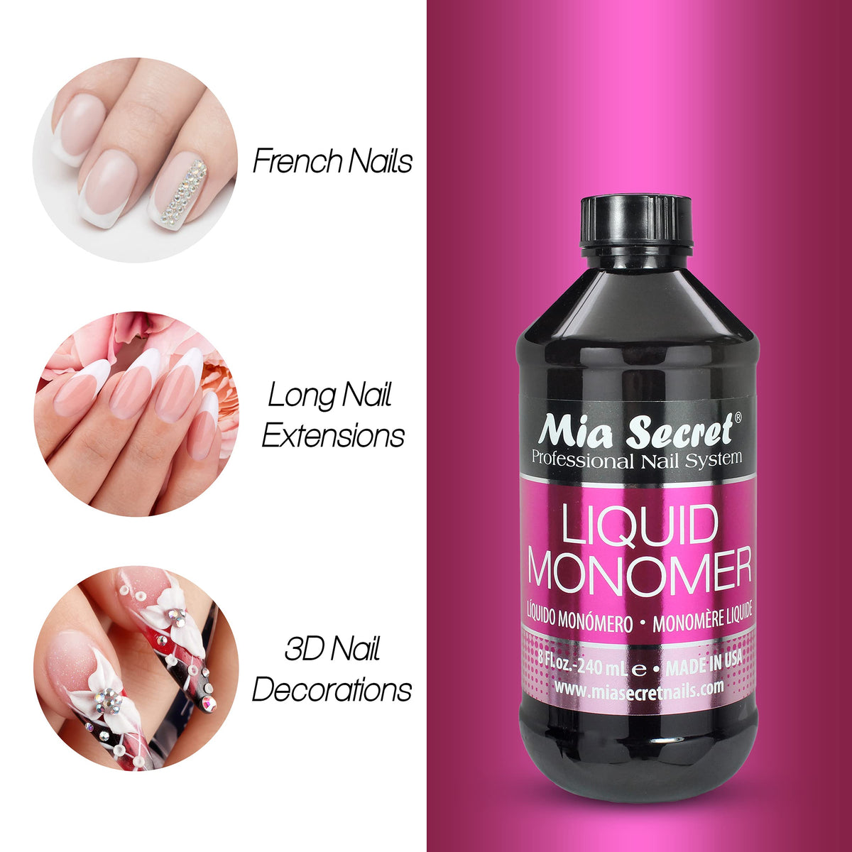 1 MIA SECRET 4 oz / 120ml LIQUID MONOMER PROFESSIONAL ACRYLIC NAIL SYSTEM