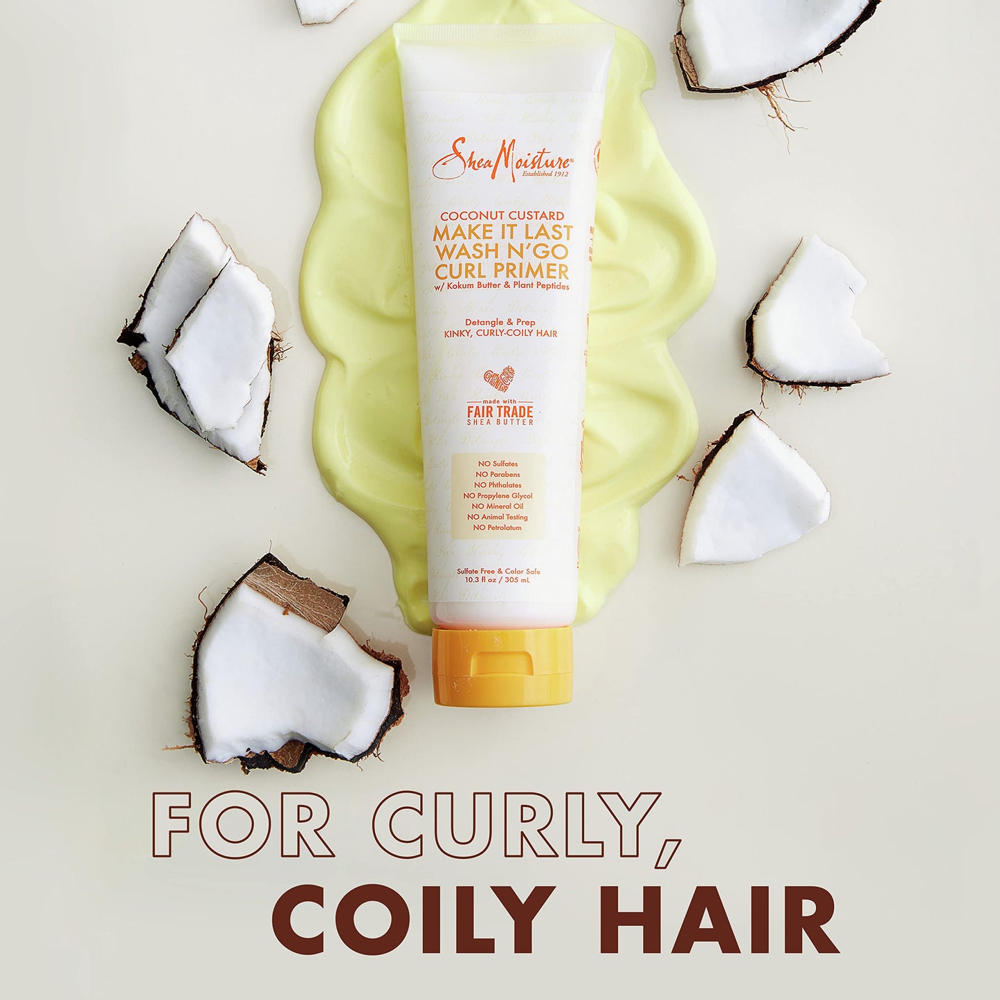 SheaMoisture Coconut Custard Curl Defining Cream - Make It Last Wash N' Go Primer, Enhancer & Detangler for Wavy & Curly Hair, Organic Shea Butter Beauty & Personal Care Shea Moisture
