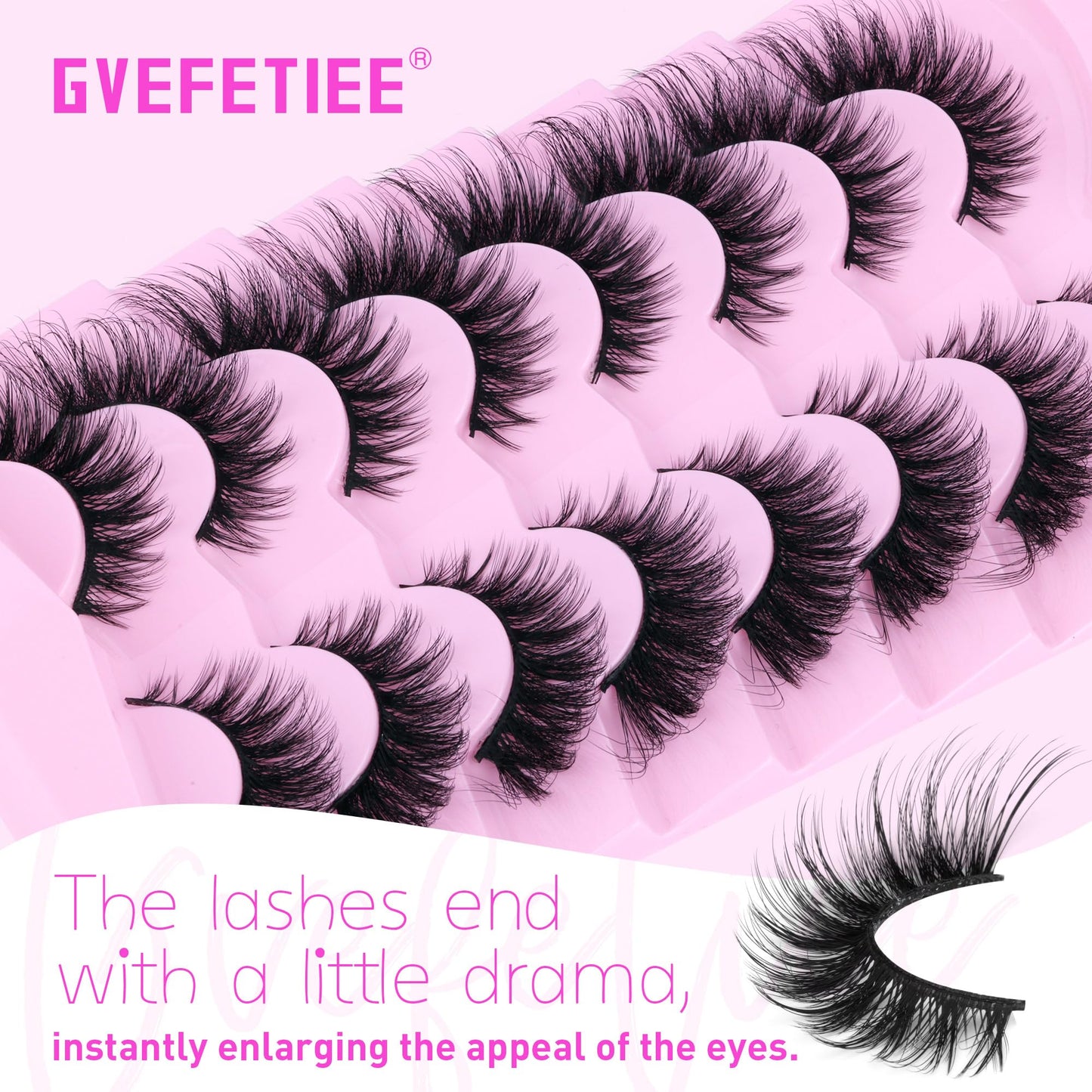 GVEFETIEE Fluffy Cat Eye Lashes - Faux Mink Wispy Strip Lashes, Black Beauty and Personal Care GVEFETIEE