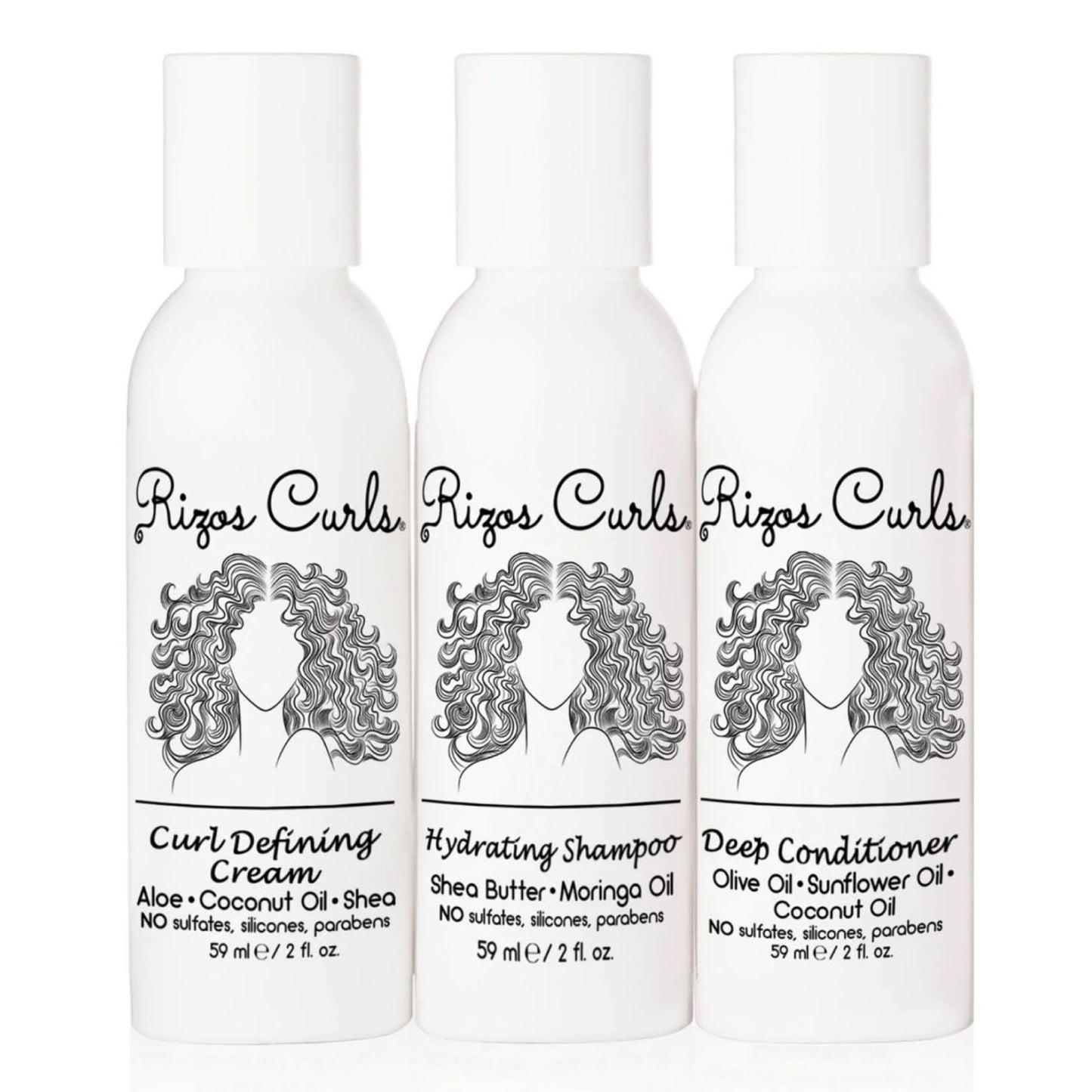 Rizos Curls Trio Travel Curl Kit, Includes Travel Hydrating Shampoo, Travel Deep Conditioner, Travel Curl Cream, Gently Cleanse, Hydrate and Style Beauty & Personal Care Rizos Curls