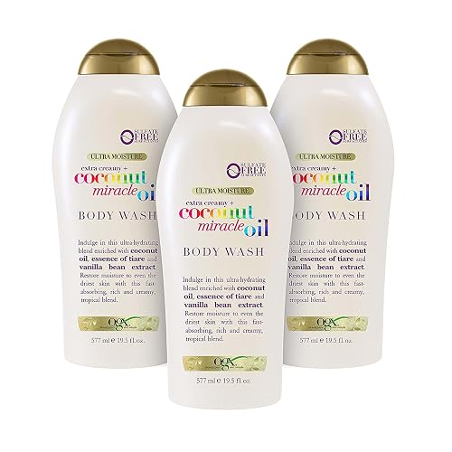 OGX Extra Creamy + Coconut Miracle Oil Ultra Moisture Body Wash, 58.5 Fl Oz, Pack of 3 Beauty & Personal Care OGX