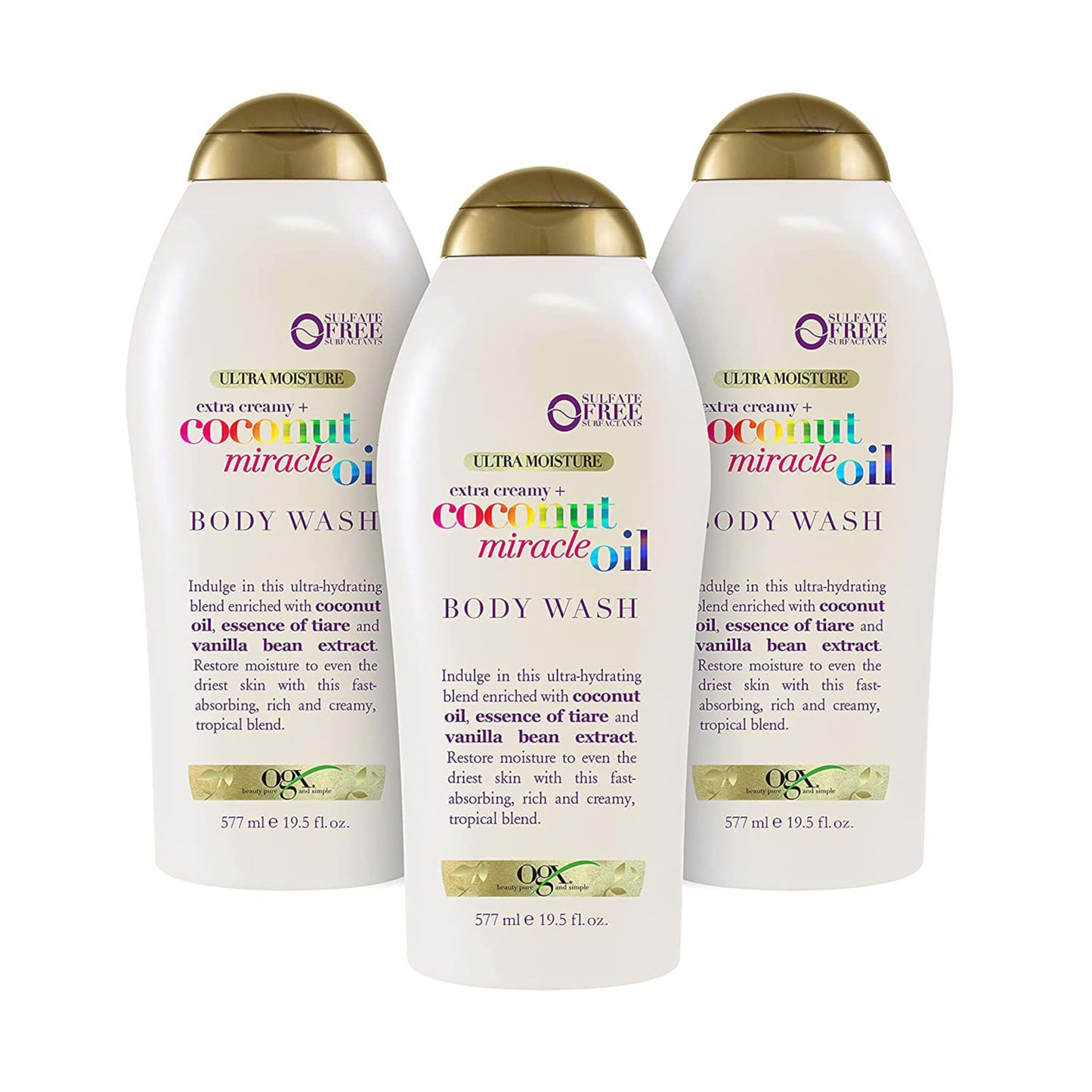OGX Extra Creamy + Coconut Miracle Oil Ultra Moisture Body Wash, 58.5 Fl Oz, Pack of 3 Beauty & Personal Care OGX
