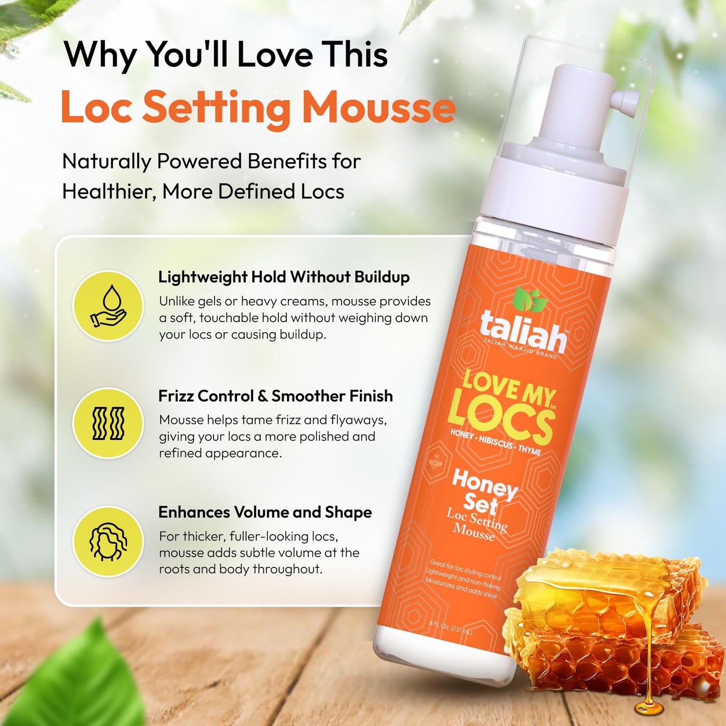 Taliah Waajid Love My Locs Honey Set Loc Hair Mousse 8oz - Alcohol-Free, Moisturizing, Firm Hold Mousse for Locs, Twists & Braids, Natural Hair Beauty & Personal Care Taliah Waajid black earth products