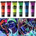 HomeHere Glow in Dark Face Body Paint UV Blacklight Neon Fluorescent 0.34oz Set of 6 Tubes Beauty & Personal Care HomeHere