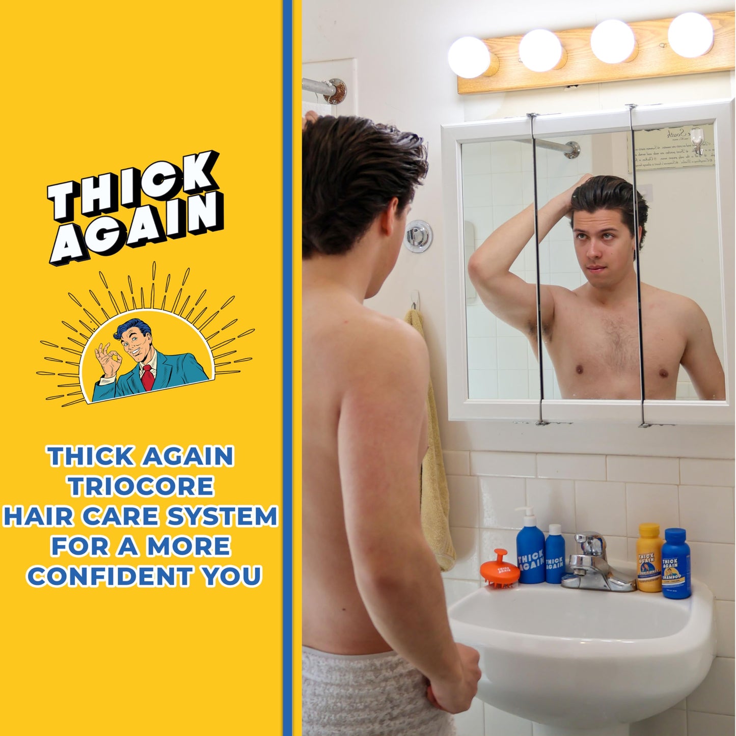 Thick Again Men's Hair Thickening Shampoo & Conditioner System with TrioCore Scalp Care Technology - Natural Solution for Fuller, Thicker-Looking Hair Beauty & Personal Care THICK AGAIN