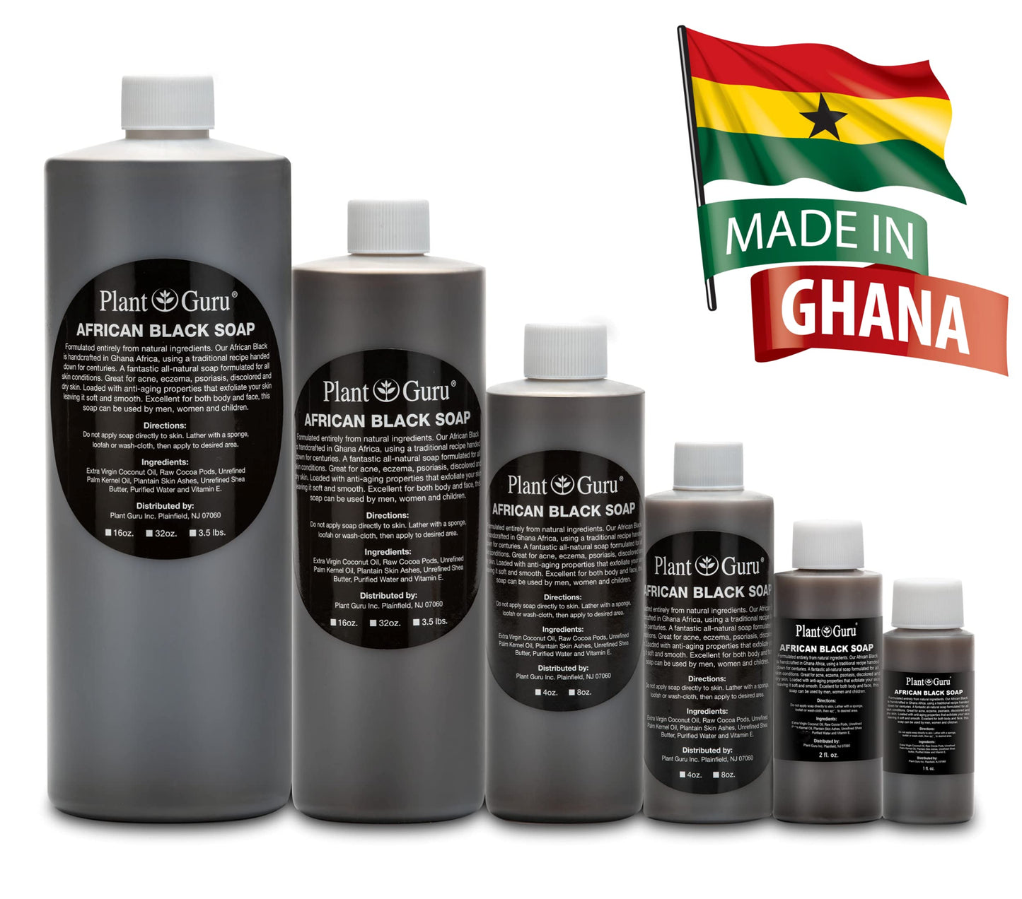 African Black Soap Liquid 32 oz. 100% Raw Pure Natural From Ghana. Acne Treatment, Aids Against Eczema & Psoriasis, Dry Skin, Scars and Dark Spots. Beauty & Personal Care Plant Guru
