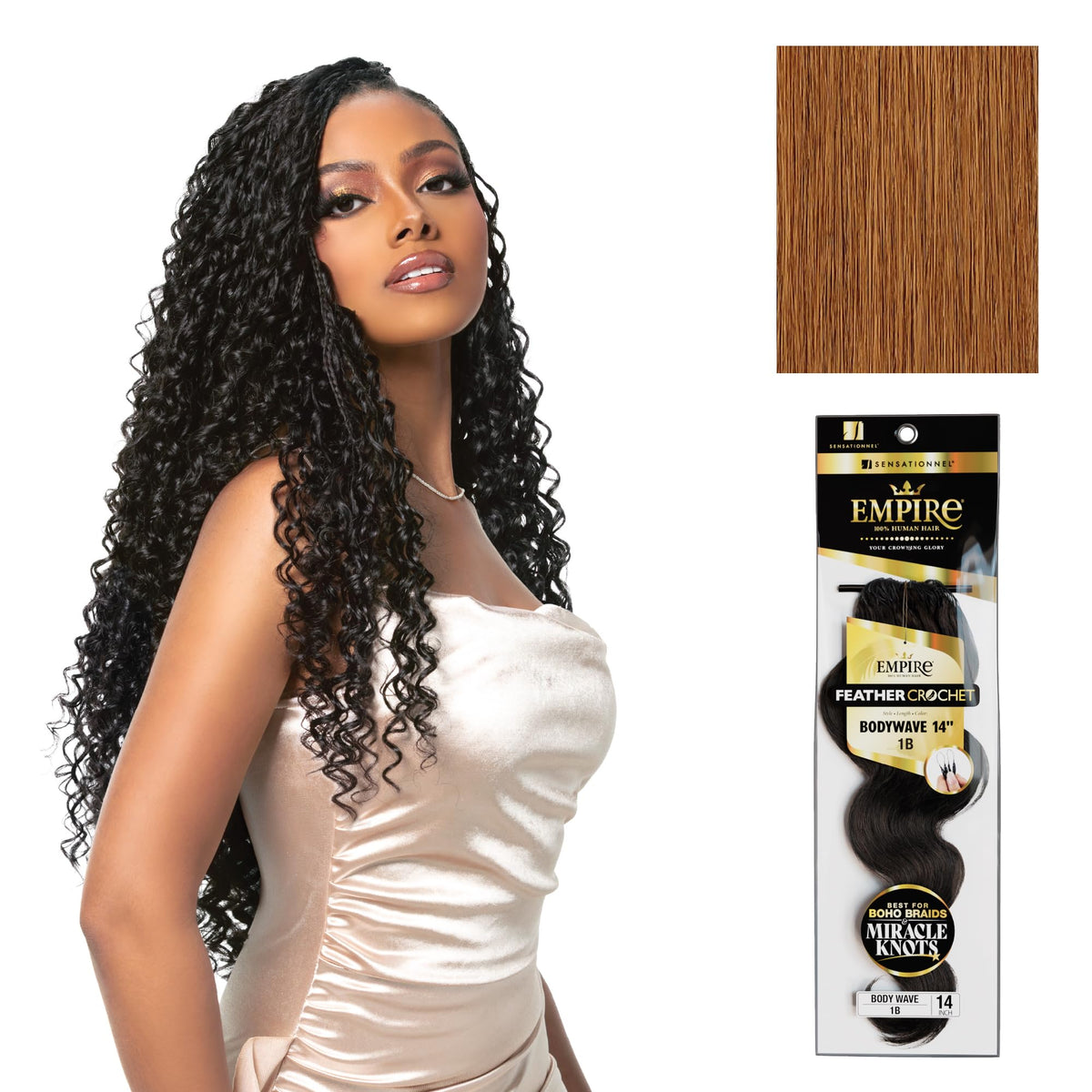 Sensationnel Empire Feather Crochet Braids-Body Wave,14in, 30 LIGHTAUBURN