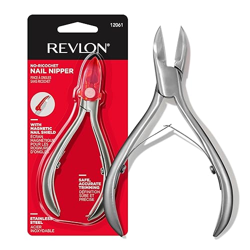 Revlon No-Ricochet Nail Nipper, Mess-Free Cuticle Remover Tool with Magnetic Shield for No Fly-Away Clippings, Made with Stainless Steel and Precision Beauty & Personal Care REVLON