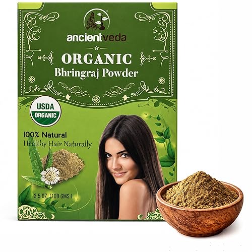 Ancientveda Bhringraj Powder, Non-GMO & Gluten Free, 100% Antioxidants Organic Hair Growth Treatment, Reduce the Appearance Hair Cleansing, Wrinkles Beauty & Personal Care Ancientveda