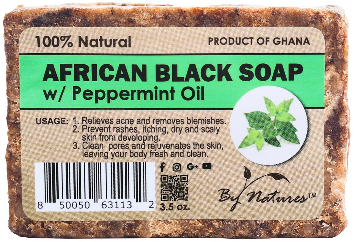 By Natures African Black Soap Peppermint Oil 3.5 Oz (Pack of 1) Beauty & Personal Care By Natures