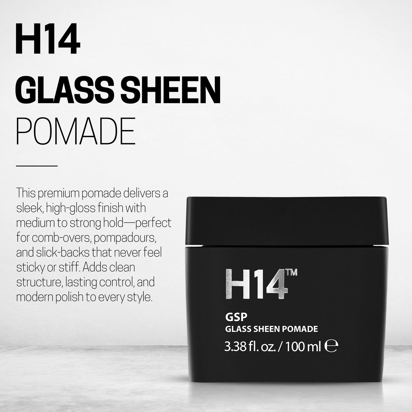 H14 Glass Sheen Pomade for Men 100 mL - Water-Based High Shine Hair Styling Product with Flexible Hold - Lightweight Paste for Texture, Slick Styles Beauty & Personal Care H14