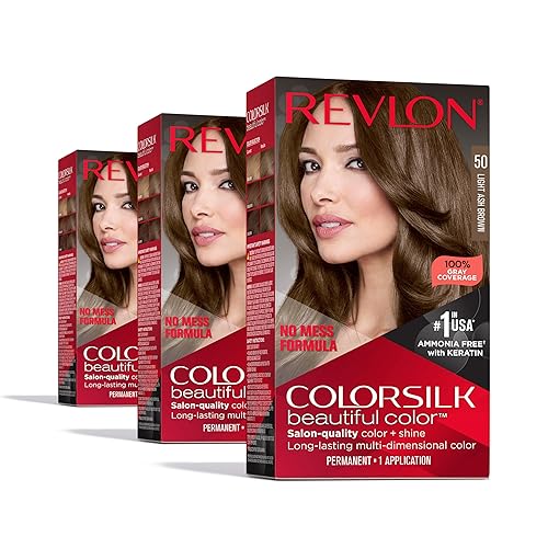 Revlon Colorsilk Beautiful Color Permanent Hair Color, (OLD VERSION) 50 Light Ash Brown (Pack of 3) Beauty & Personal Care REVLON