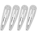 HINZIC 4Pcs 3 Inch Rhinestone Hair Clips, Sparkly Snap Hair Barrettes, Metal No Slip Silver Hair Pins Valentines Wedding Party Prom Birthday Beauty & Personal Care HINZIC