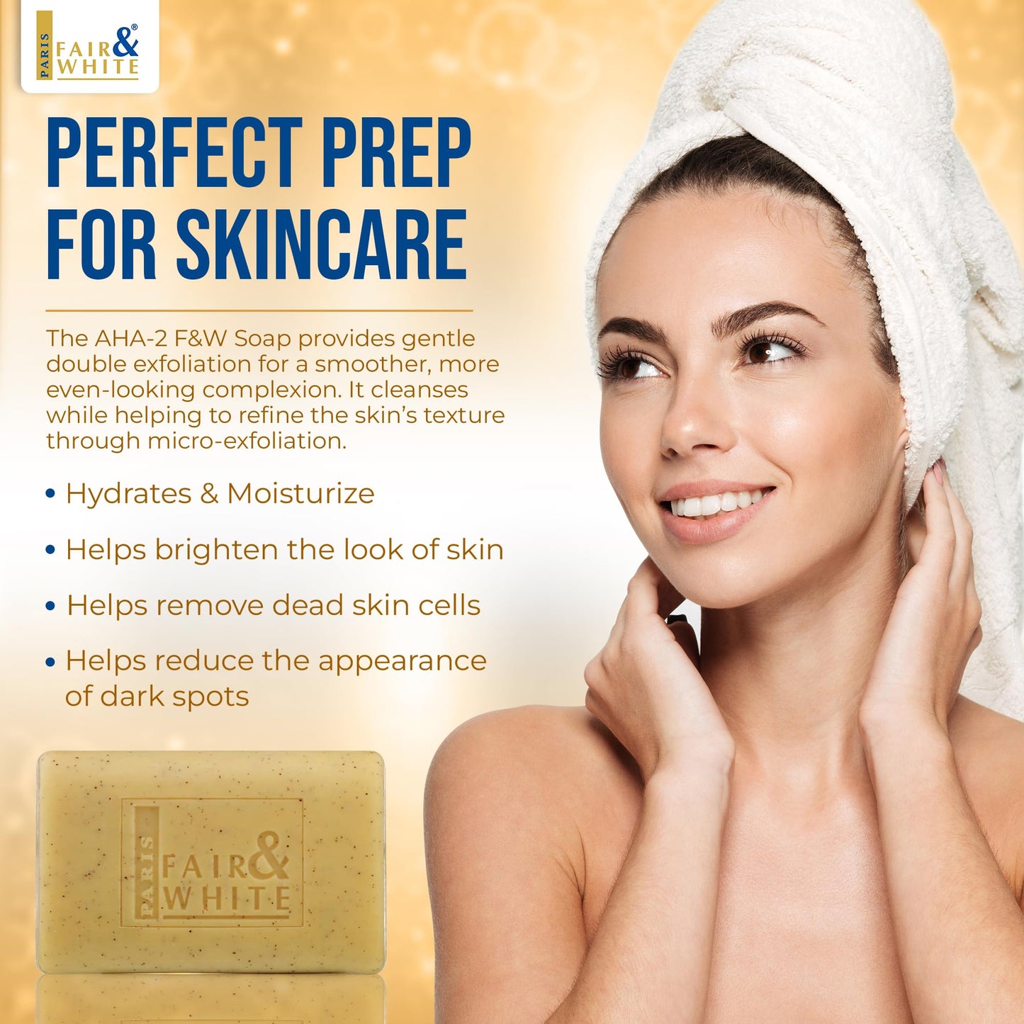 FAIR & WHITE Original AHA Exfoliating Soap - 200g / 7oz - Skin Brightening Soap, Lactic Acid Bar, Fade Dark Spots on: Face, Knees, Body & Armpits Beauty & Personal Care FAIR & WHITE