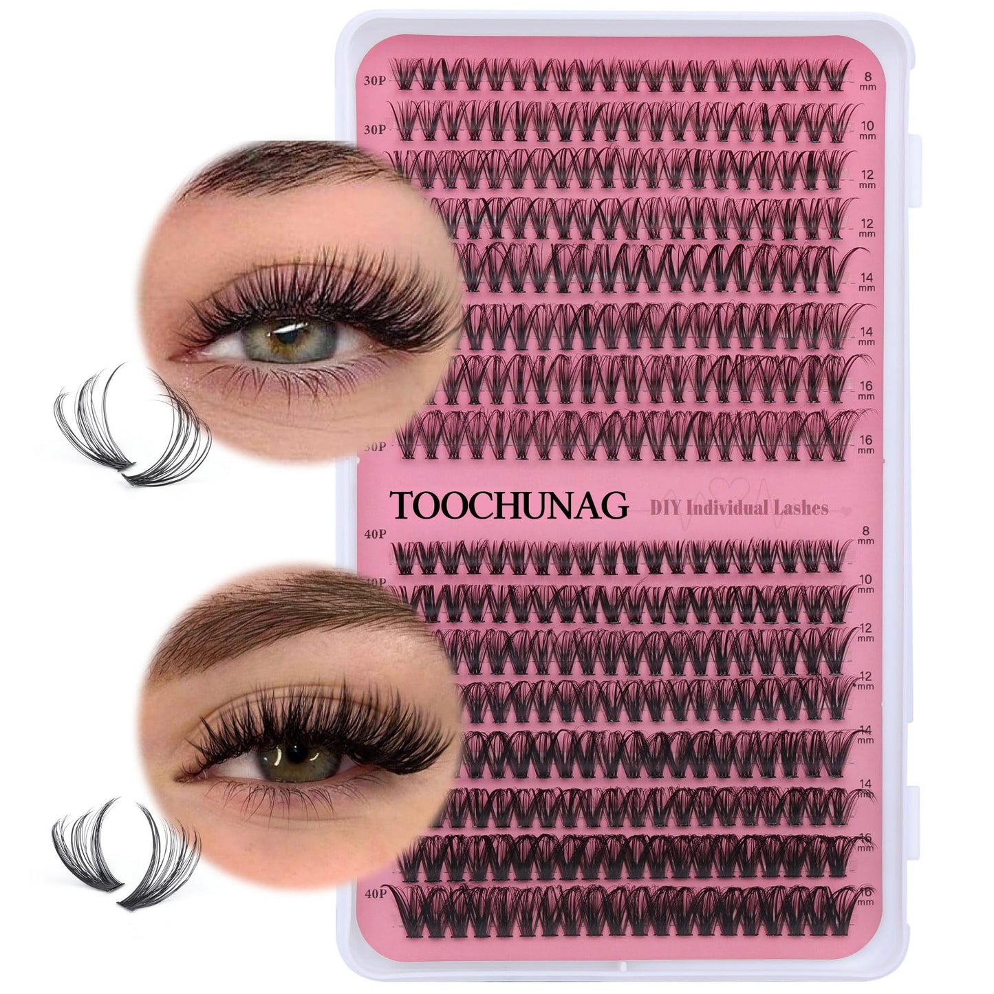 Lash Clusters 30D+40D Individual Lashes 320pcs Natural Cluster Eyelash Extensions 8-16MIX DIY Lash Extension D Curly Wispy False Eyelashes Clusters by Beauty and Personal Care TOOCHUNAG Default Title