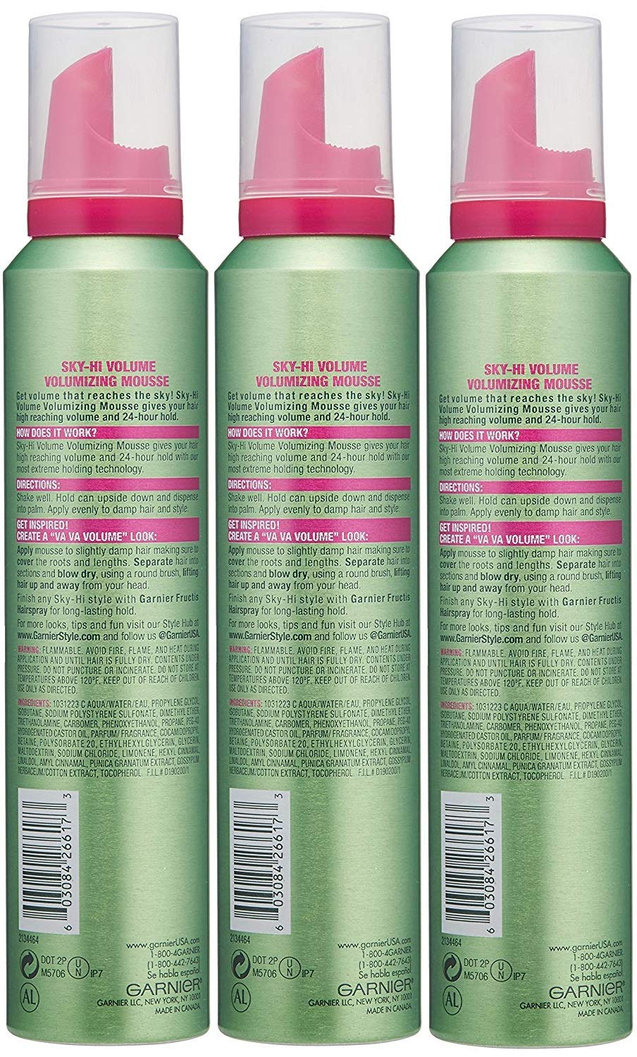 Garnier Fructis Style Sky-Hi Volume Mousse 6.4 Ounce (Extreme) (189ml) (3 Pack) Beauty & Personal Care Garnier