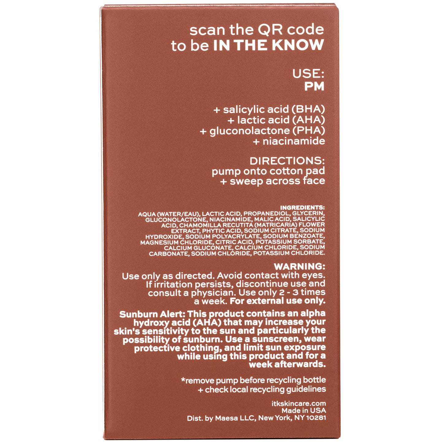 ITK Tri-Acid Facial Toner with AHA, BHA, PHA + Niacinamide - Exfoliate Face + Minimize Pores - Salicylic + Lactic Acid - Brighten Dark Spots + Glow, 5 Beauty & Personal Care ITK