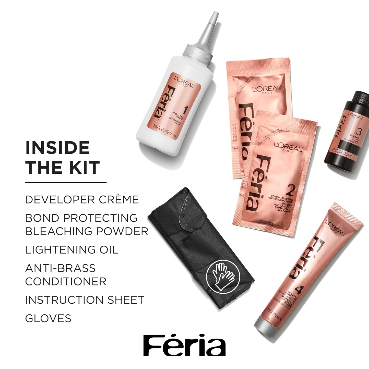 L’Oreal Paris Feria Platinum Bounce Bond Care Lightening System, Lifts Up To 8 Levels, Includes Anti Brass Purple Conditioner, Platinum Bounce, 1 Hair Beauty & Personal Care L'Oreal Paris