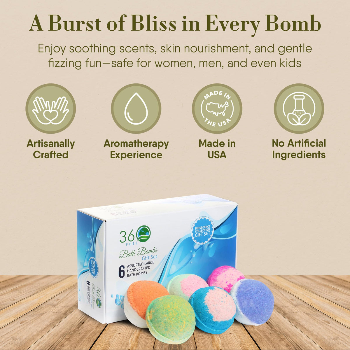 360Feel Bath Bombs Gift Set - Handcrafted Moisturizing Bath Bombs for Women Infused with Essential Oils - an Ideal Gift for Any Occasion… Beauty & Personal Care 360Feel