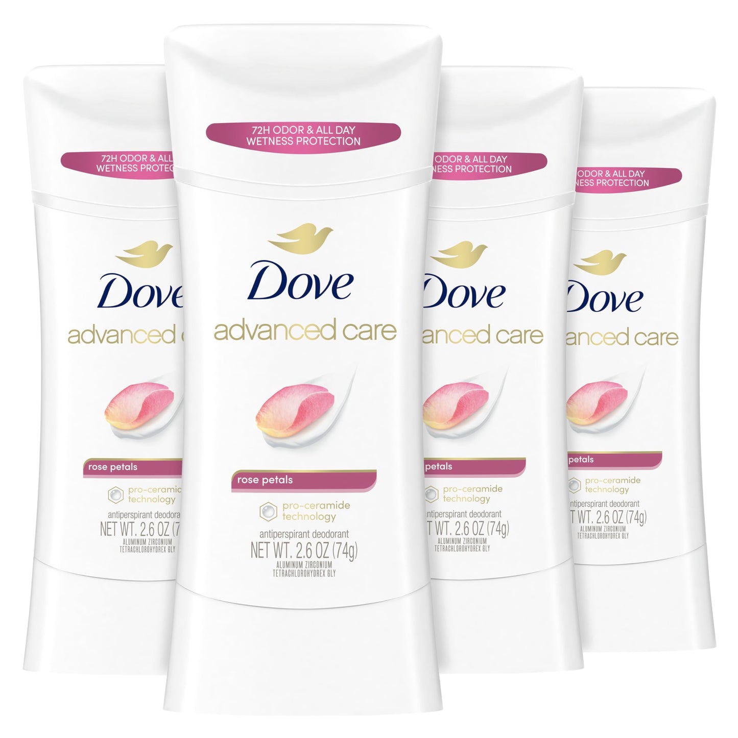 Dove Advanced Care Antiperspirant Deodorant Stick Rose Petals 4 Count for after shave care for underarms 72 hour odor control with all-day sweat Beauty and Personal Care Dove
