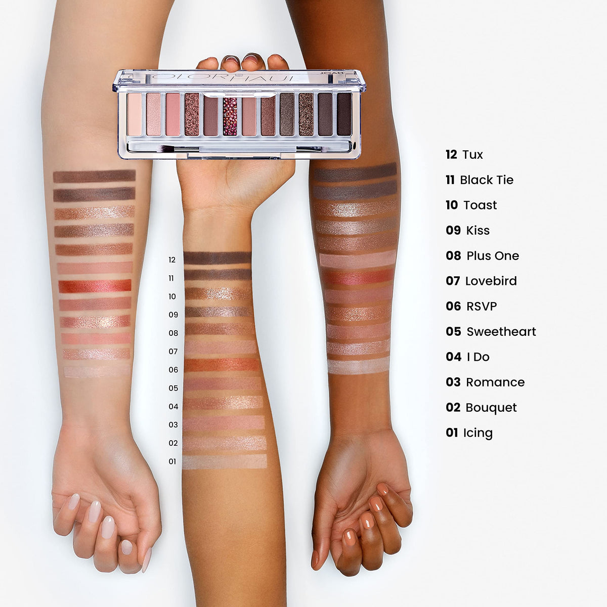 JOAH Color Haul Eyeshadow Palette, Travel Size Eye Makeup Kit, Matte & Shimmer Eyeshadow, Korean Makeup, 12 Highly Pigmented, Super Bendable Soft &