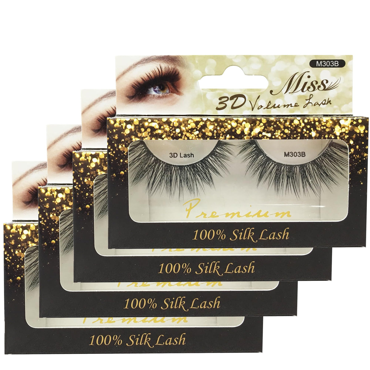 "4 Pairs" Miss Lash 100% Handmade Tapered 3D Volume lash M303B Beauty & Personal Care MISS LASH