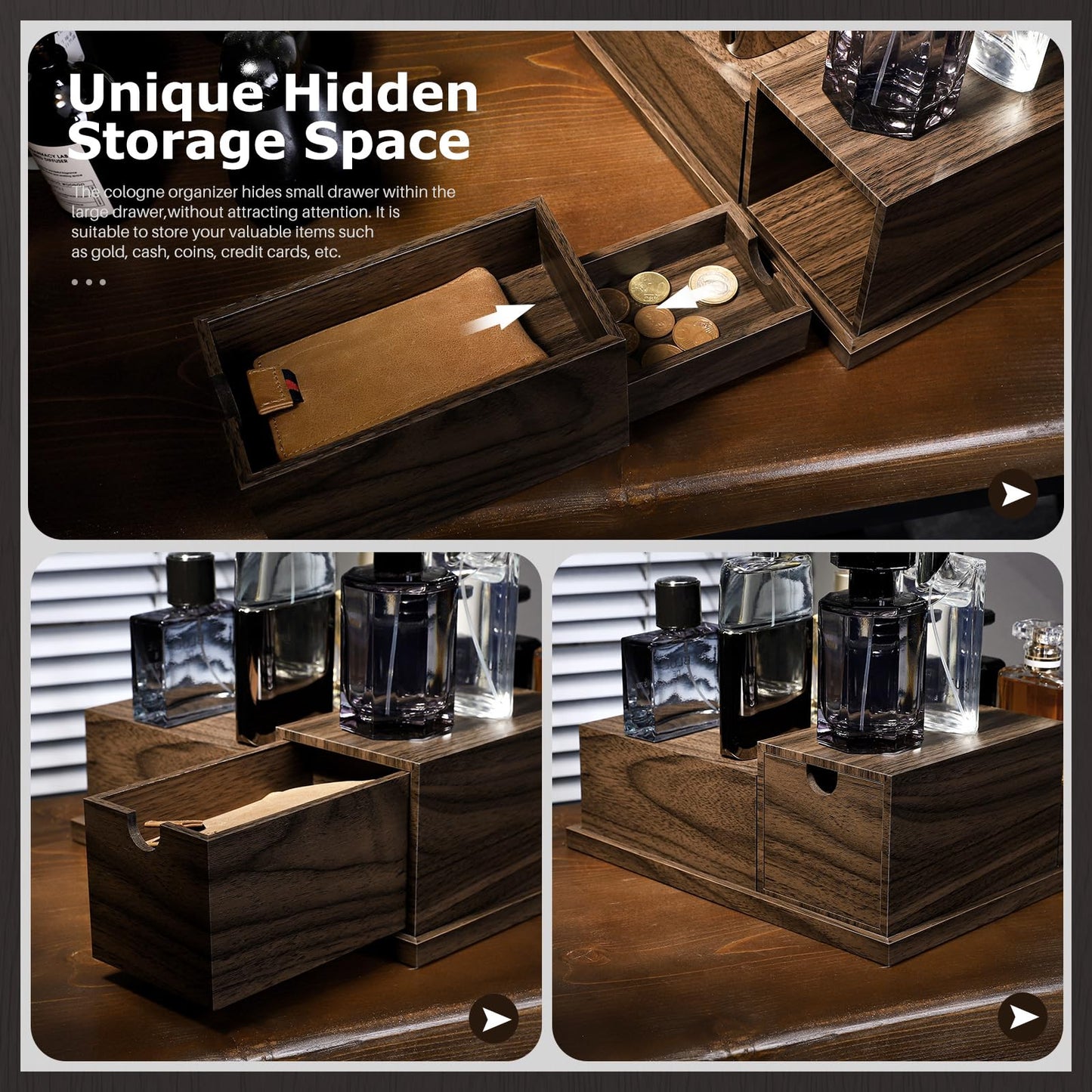 Homde Cologne Organizer - 4 Tier Perfume Display Tray with Hidden Drawers - Perfect for Men Essentials Accessories Beauty & Personal Care Homde
