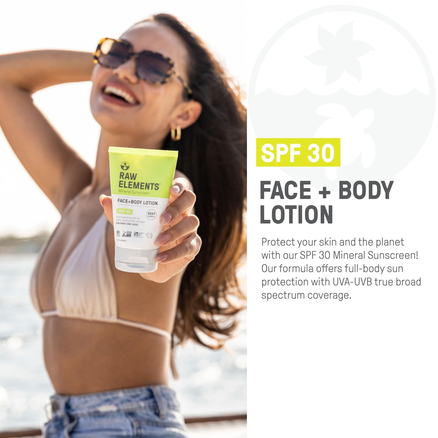 Raw Elements Face and Body Mineral Sunscreen SPF 30 Tube, Organic Sunblock Daily Protection, Non Toxic Reef Safe, Water Resistant, Cruelty Free, 3 oz Beauty & Personal Care Raw Elements