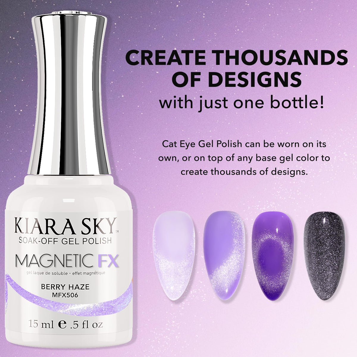 KIARA SKY Cat Eye Gel Nail Polish 15ml | Purple Lilac Magnetic FX Gel Polish Soak Off | UV LED Nail Lamp | Metallic Velvet Cat Eye Polish Nail Art