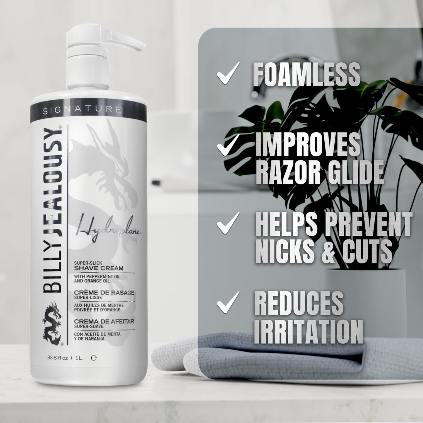 Billy Jealousy Hydroplane Foamless Super-Slick Mens Shave Cream, 33.8 Fl Oz Beauty & Personal Care Billy Jealousy