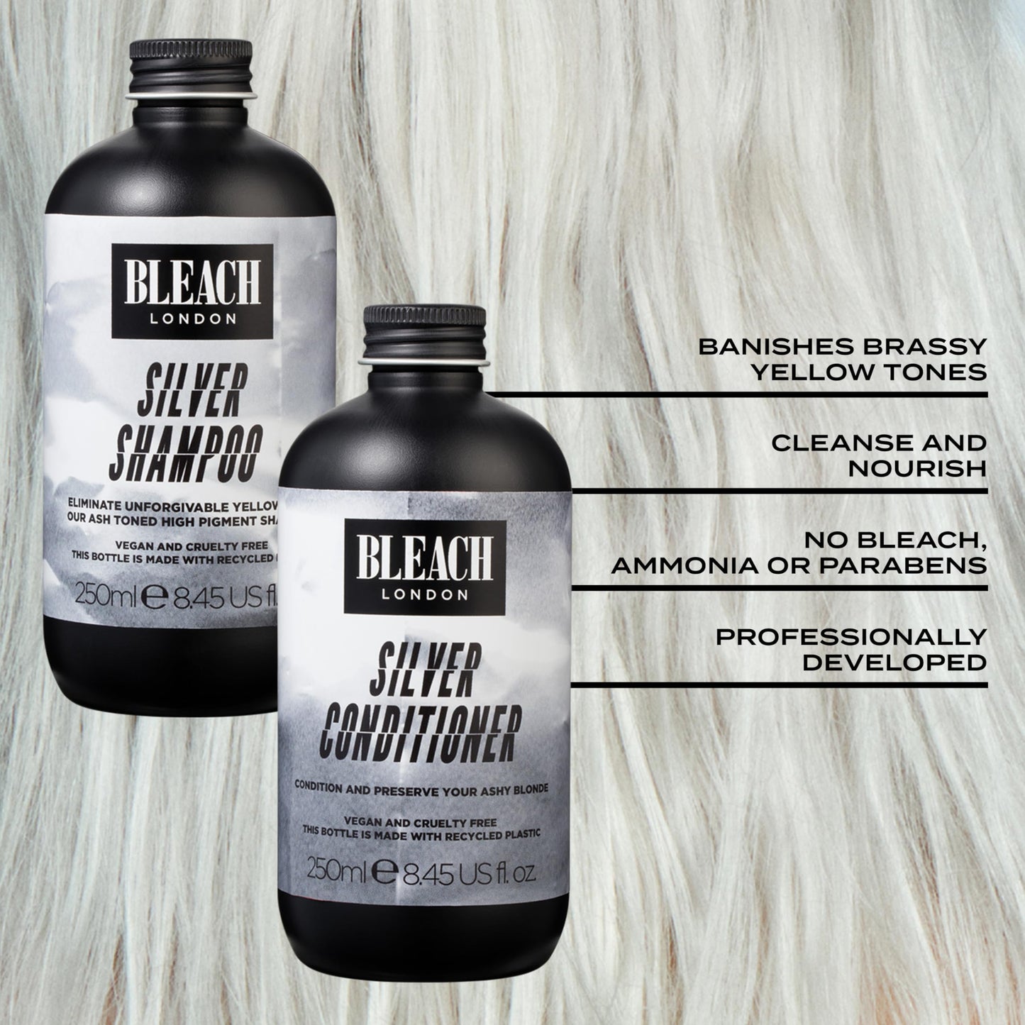 BLEACH LONDON Silver Shampoo & Conditioner Set (250ml) Beauty & Personal Care Bleach London