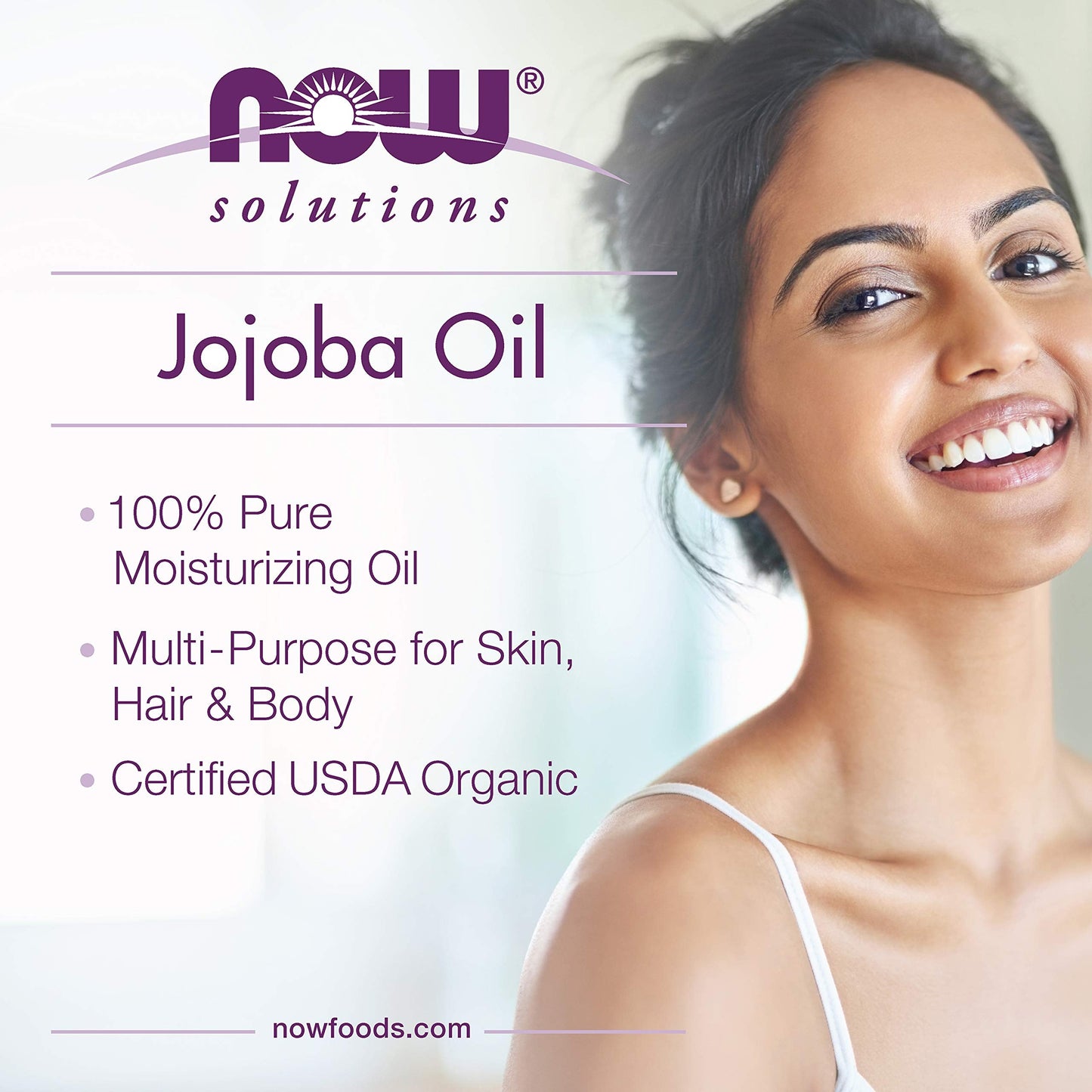 NOW Foods Solutions, Jojoba Oil, 100% Pure Moisturizing, Multi-Purpose Oil for Face, Hair and Body, 4-Ounce Beauty & Personal Care NOW Foods