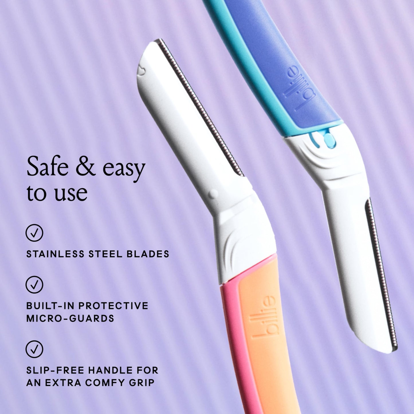 Billie - Dermaplane Starter Kit - Reusable Handle + 3 Refill Blades - Remove Facial Hair + Perfectly Shape Brows - Dermatologist-Approved - Malibu Beauty and Personal Care Billie