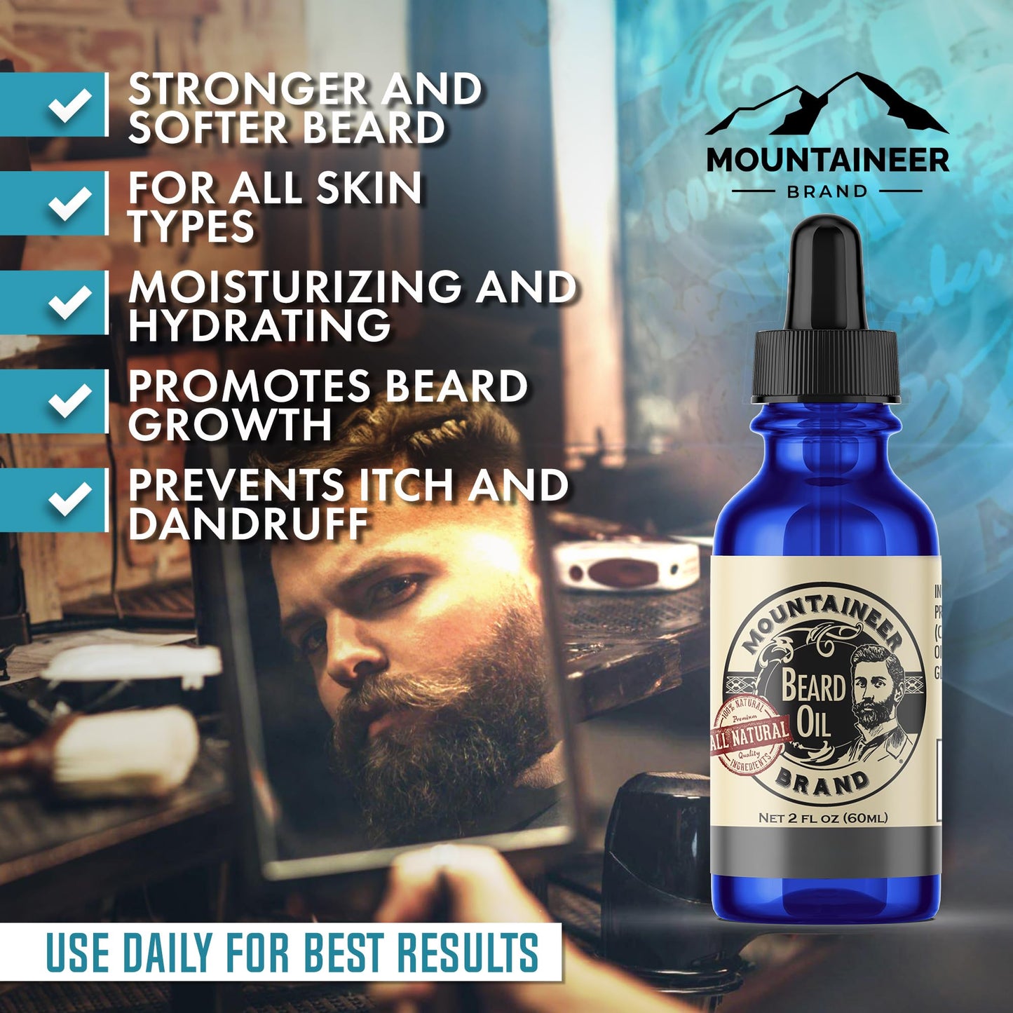 Mountaineer Brand Natural Beard Oil with Lime & Sage Scent | Made in West Virgina | Hydrates, Moisturises, Softens & Conditions for Beard Growth | Beauty & Personal Care Mountaineer Brand, 100% Natural Always