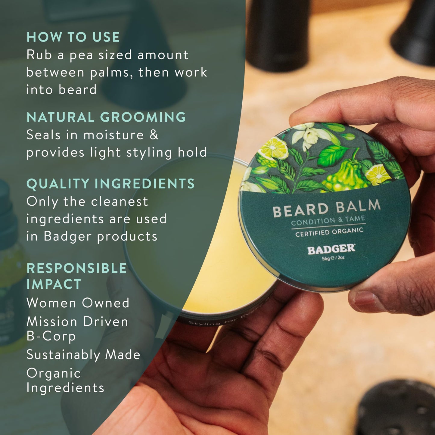 Badger - Organic Leave-In Beard Conditioner, Facial Hair Styling Balm, Non-Greasy Moisturizer and Treatment for Beards and Mustaches - 2 oz, 2 Pack Beauty and Personal Care Badger
