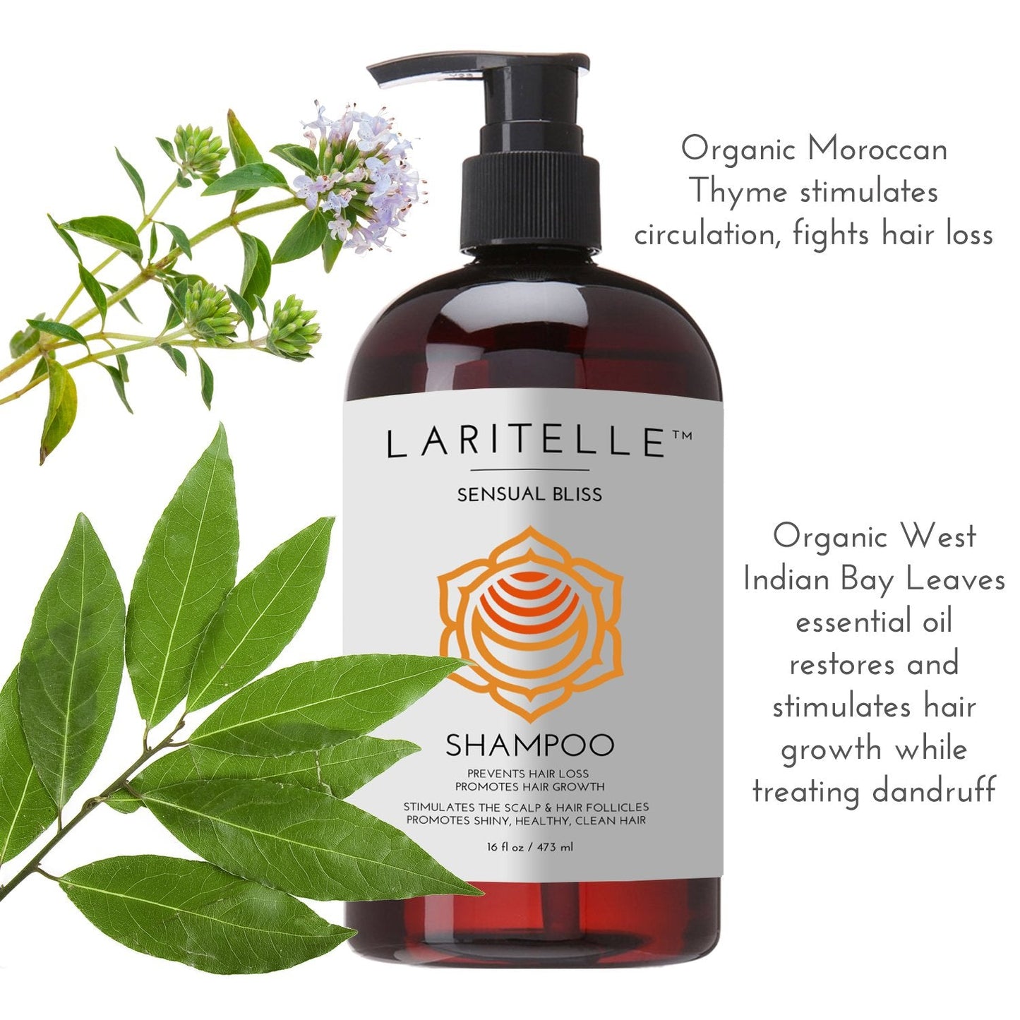 Laritelle Organic Hair Growth Set | Shampoo 16 oz + Conditioner 16 oz + Hair Loss Treatment 4 oz | Argan Oil, Rosemary, Palmarosa & Orange | NO GMO Beauty & Personal Care Laritelle