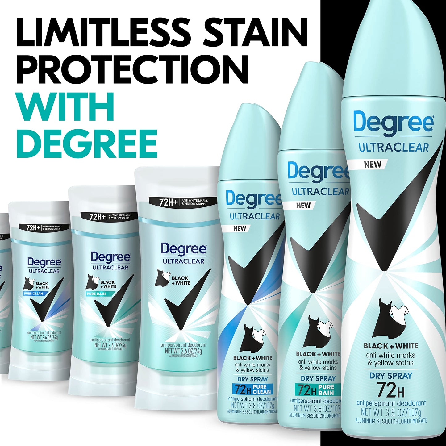 Degree Antiperspirant Dry Spray Pure Fresh 3 Count Anti White Marks and Yellow Stains Deodorant for Women 3.8 oz(Pack of 3) Beauty and Personal Care Degree