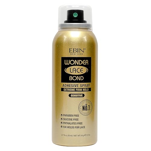 EBIN NEW YORK Wonder Lace Bond Adhesive Spray - Sensitive, Extreme Firm Hold, 2.7 fl. oz./ 80ml | Fast Drying, No Residue, No Build Up, Powerful Beauty & Personal Care EBIN NEW YORK