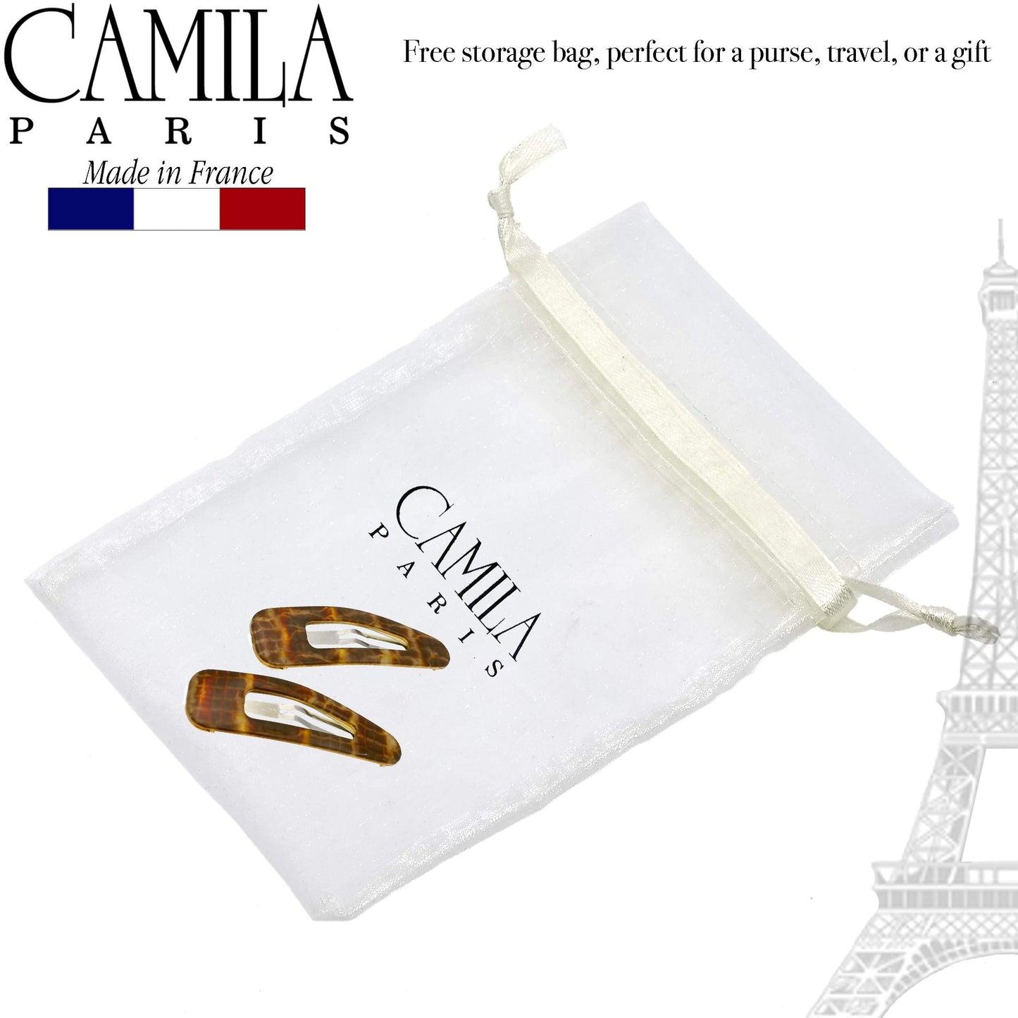 Camila Paris CP3093 French Hair Barrettes Clips, Snap Hair Slides Clic Clac for Women, Styling Girls Side Slide-in Metal Snap Pin Hair Accessories Beauty & Personal Care Camila
