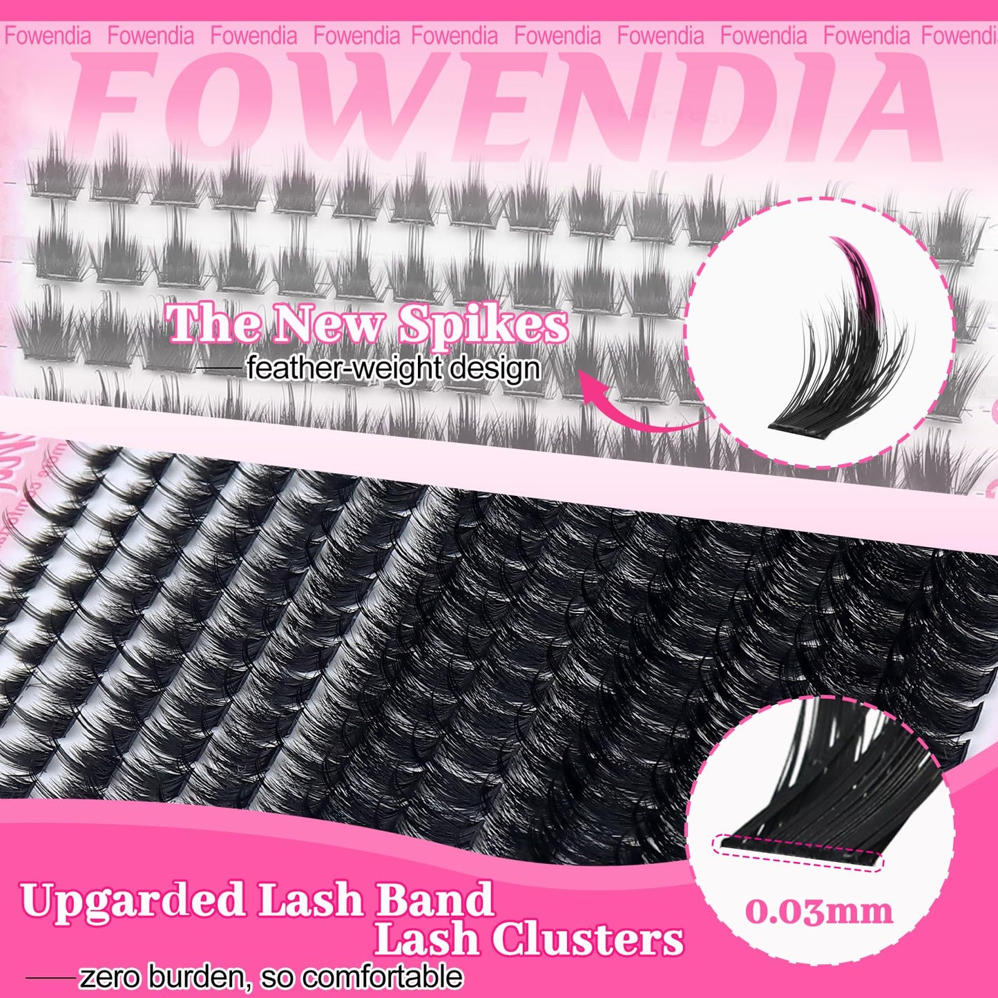 Fowendia Manga Lash Clusters with Spikes Wispy Natural Eyelash Clusters, 224Pcs 10-20mm Anime Lashes Cluster Eyelash Extensions, 0.03mmThin Band DIY Beauty and Personal Care Fowendia