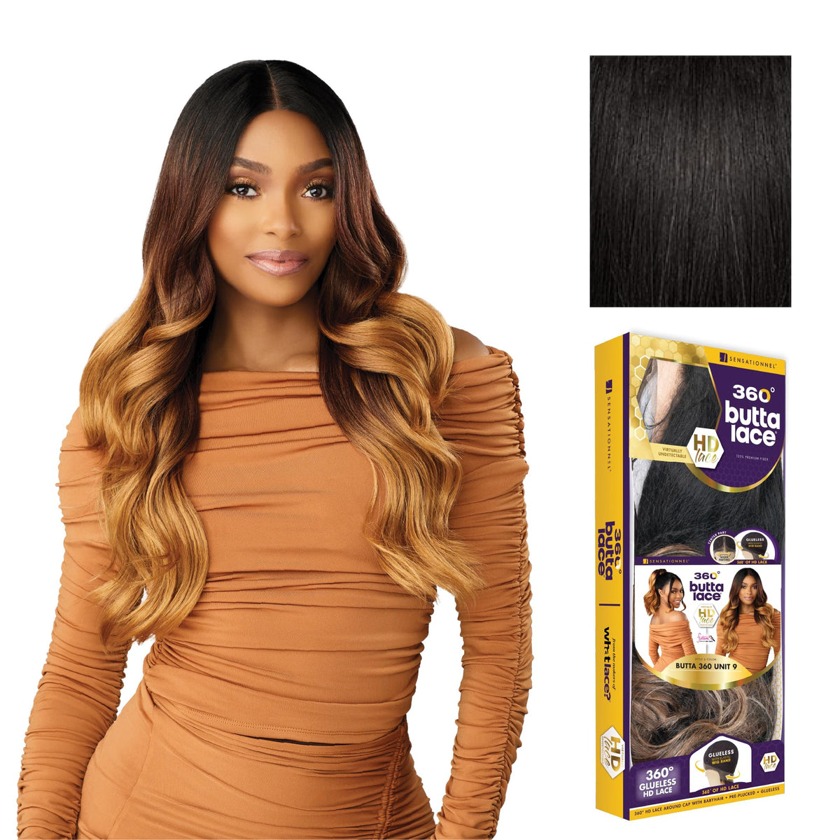 Sensationnel Butta 360 LaceWig-Unit 9, 1B OFFBLACK