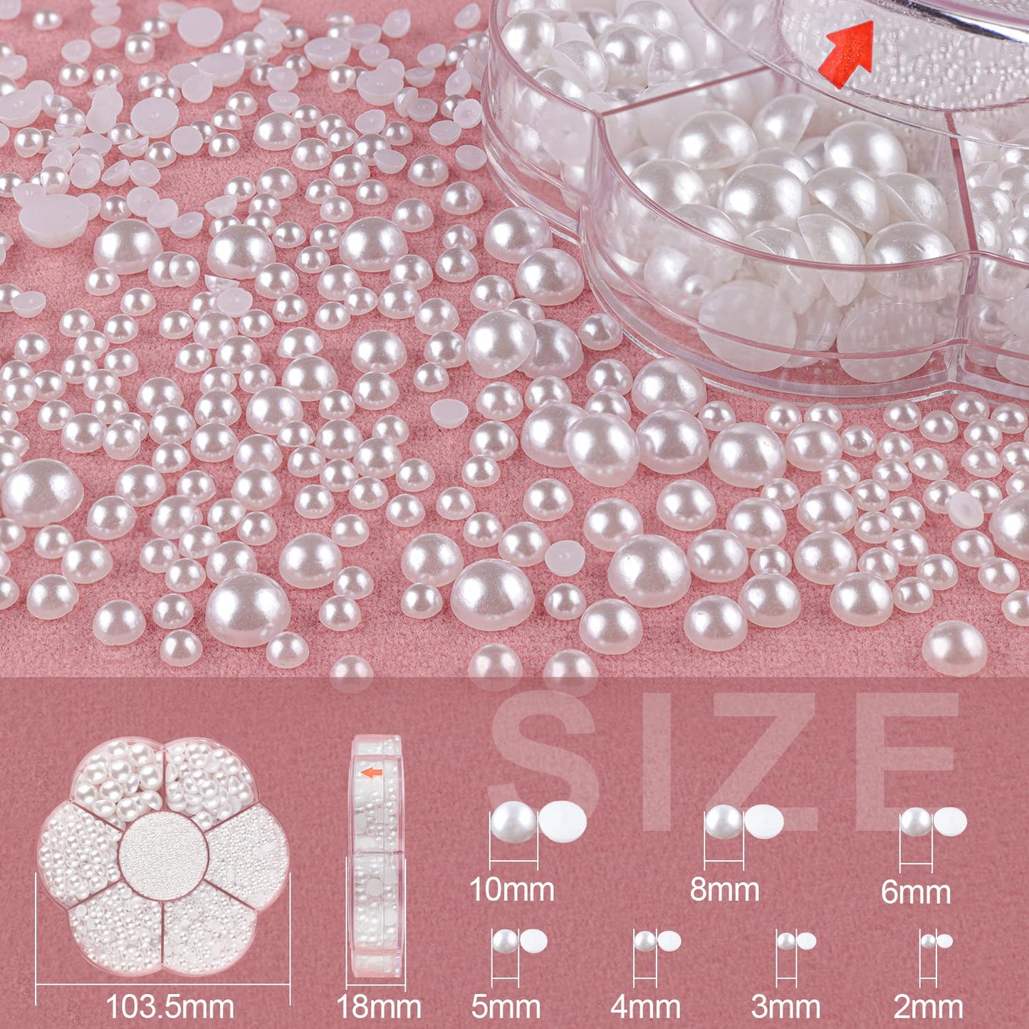 Nail Art Flat Back Half Round Pearl Kits 3, Mixed Sizes 6000 Pcs White Small Pearls for Nails with Picking Tools for Graduation Cap Decorations Home Beauty & Personal Care BELLEBOOST