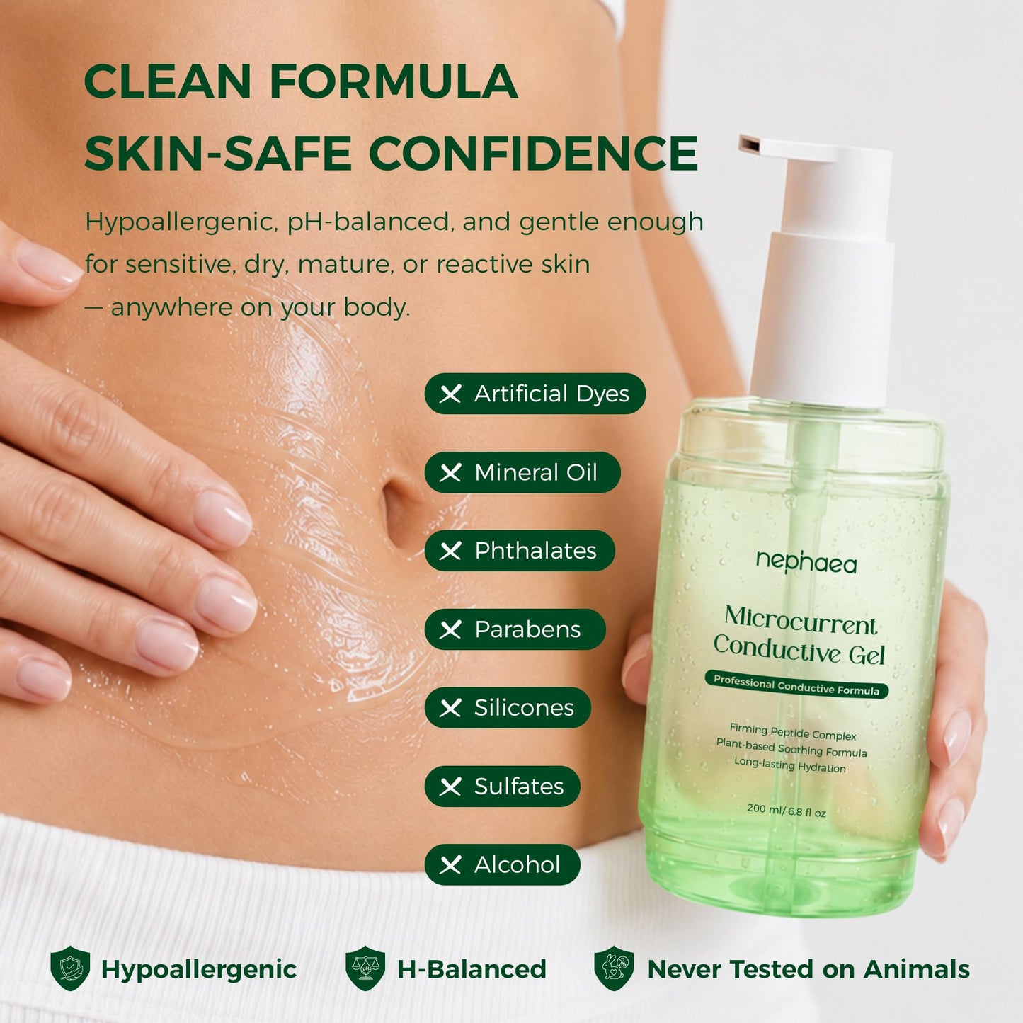 Nephaea Microcurrent Conductive Gel, Multi-Peptide Hydrating Toning Gel for Microcurrent, EMS, RF & IPL Devices, Centella Asiatica (Cica), Vitamin C Beauty & Personal Care nephaea