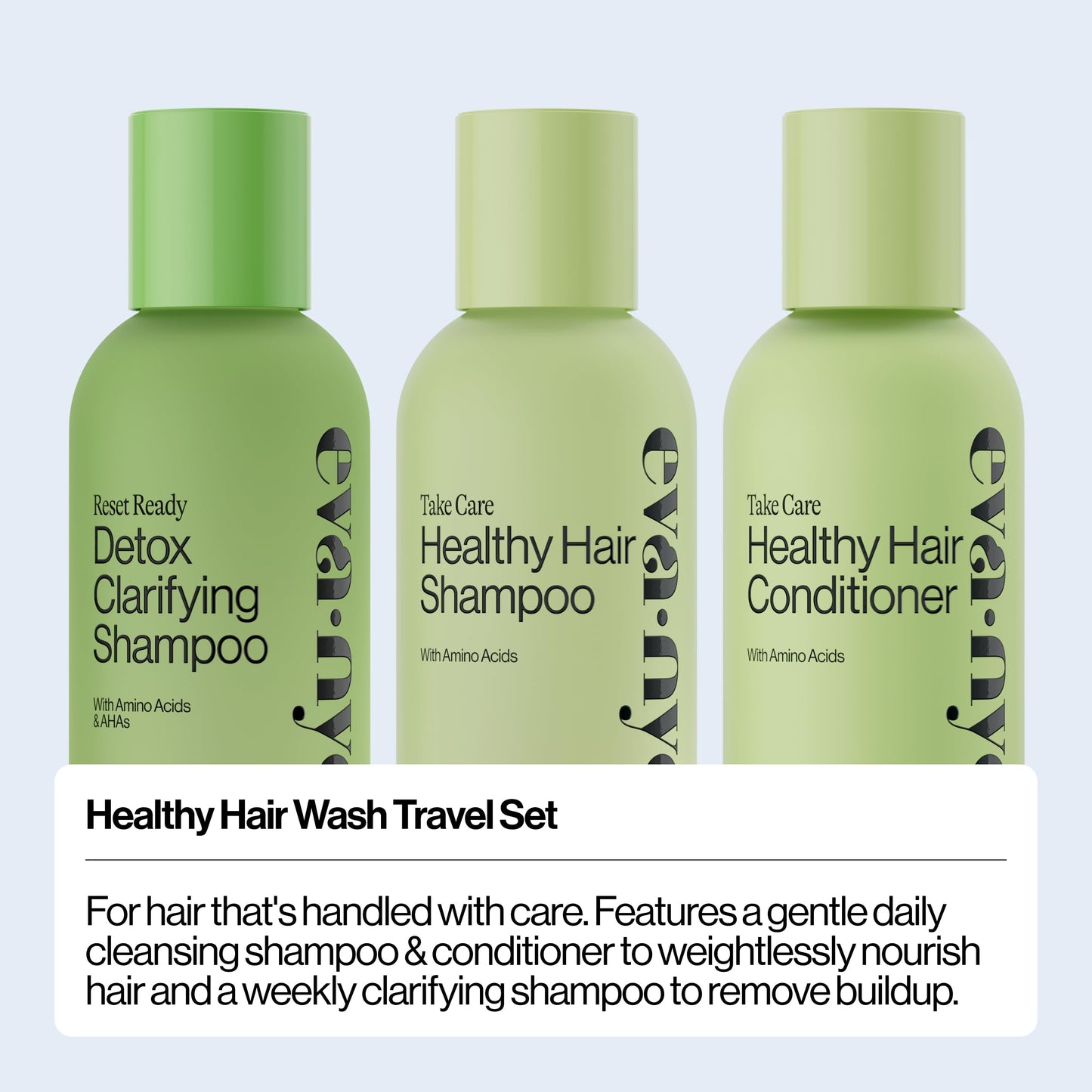Eva NYC Travel Shampoo and Conditioner Set with Weekly Clarifying Shampoo - Gentle Daily Cleansing - Amino Acids + AHA's - Moisture + Shine - Protects Beauty & Personal Care EVA·NYC