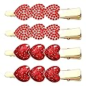 4PCS Valentine's Day Hair Clips for Women Rhinestone Heart Hairpins Glitter Heart Barrettes Enamel Hair Accessory Valentine's Day Gifts for Women Beauty & Personal Care JERTOCLE